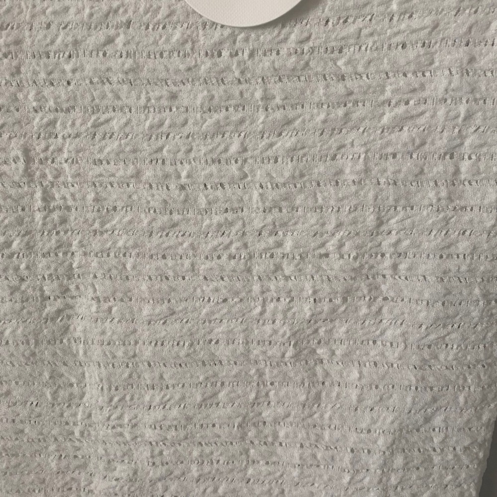 Storia Anthropologie Women Sm White Textured Pointelle Raglan Short Sleeve Top - Picture 5 of 5